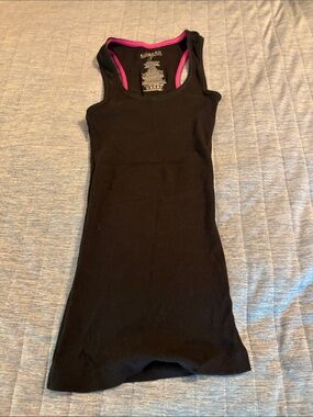 Miley Cyrus & Max Azria Black Ribbed Tank with Pink Trim